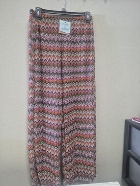 Shade & Shore Pink Multi Chevron Wide-Leg Sweatpants